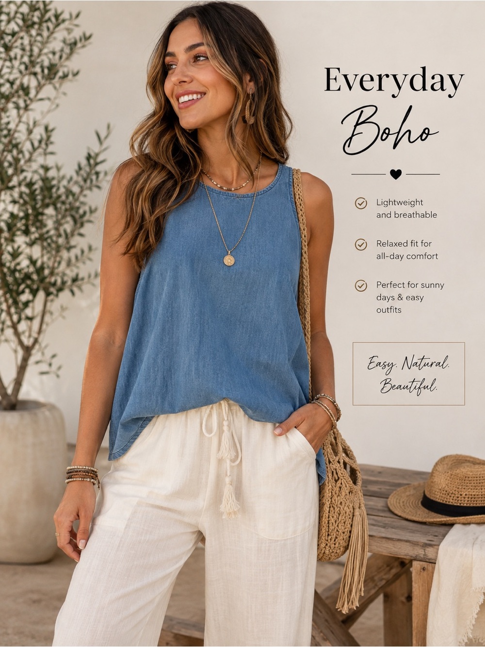 Old Navy Chambray Sleeveless Halter Tank Top - Size S